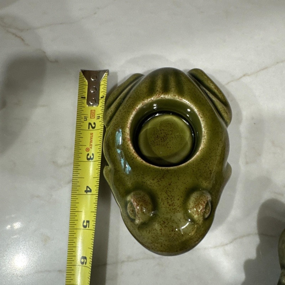 Party Lite Ceramic Frogs Tea Lite  Candle‎ Holder Set Green Vintage - Picture 10 of 10